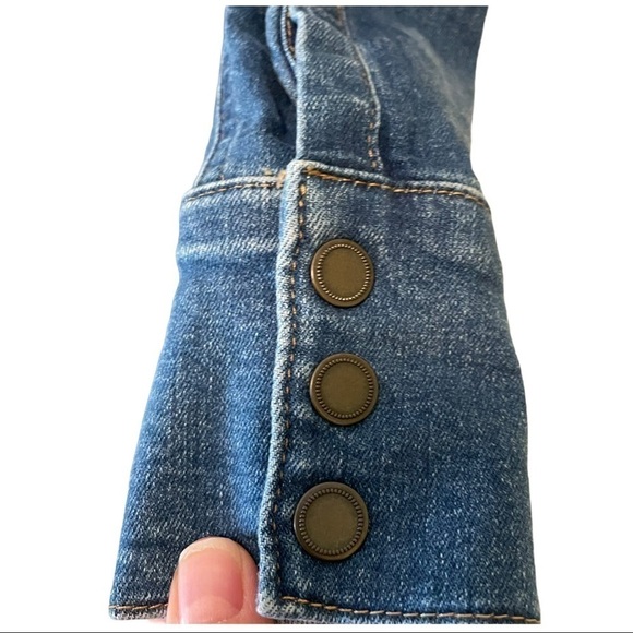 Free People Bo Long Sleeve Denim Mini Dress Button Front Size XS - Picture 6 of 16